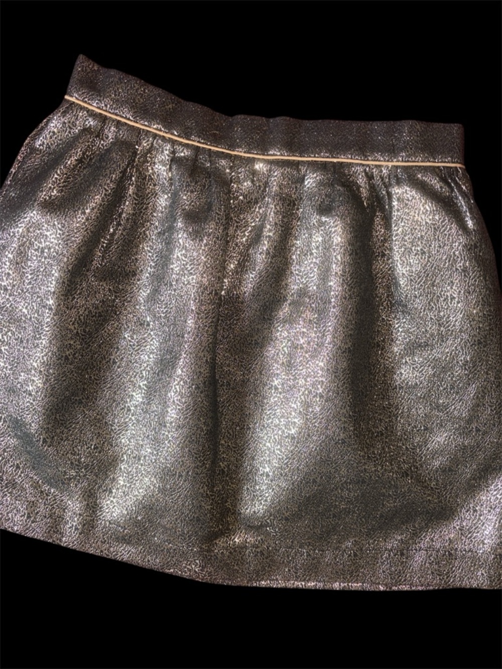 Free people Metallic Silver Mini Bubble Skirt with Gold tiny cheetah print small